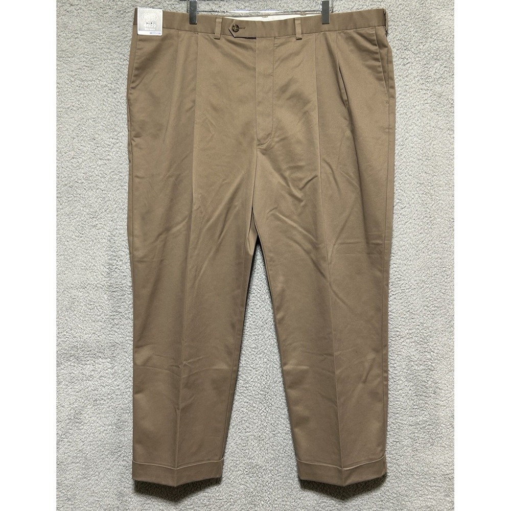 NWT Travel Smart Big Man Dress‎ Pants 44X29 Classic Fit Pleated Cuffed Khaki